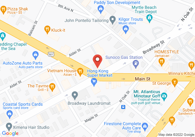 Google map image of 635 B Broadway St, Myrtle Beach, SC 29577, USA